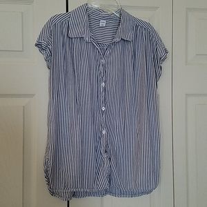 Blue and White Stripe Button Up